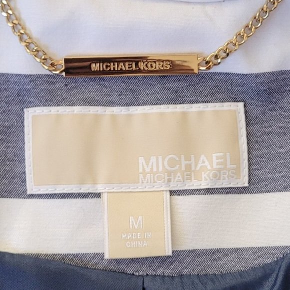 Michael Kors Stripes Double Breasted Women Trench Coat Size Medium - Picture 11 of 13